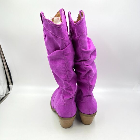Qupid Womens Size 6 Fuchsia Pink Vegan Suede Western Style Boots - Picture 6 of 11
